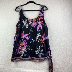 Swimsuits For All Black Floral swim Top